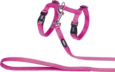 Produktbild von Katzengarnitur pink aus Nylon, anatomisch, stufenlos verstellbar mit Metallkarabiner