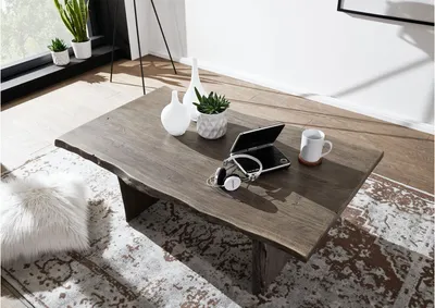 Produktbild von MASSIVMOEBEL24 Couchtisch Akazie 120x70x45 grau lackiert PURE ACACIA #425