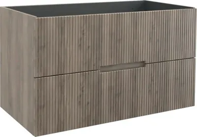 Produktbild von Jungborn Waschbeckenunterschrank SEDICI BxHxT 100 x 57 x 50 cm Frontfarbe nussbaum geriffelt inkl. Einzelsiphon