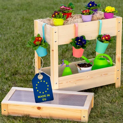 Produktbild von ITA Hochbeet mit Frühbeetaufsatz 80x37x78 cm - Pflanzkasten mit Deckel, 2 Ebenen, Innenfolie - EU - Direkt vom Hersteller - ausHolz - Blumenkasten für Garten Balkon Terrasse - Natur