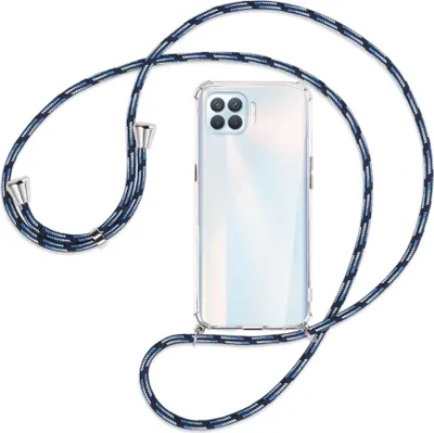Produktbild von Handykette Backcover-Schutzhülle mit Band (Metall silberfarben) für Oppo A93 - Blautöne