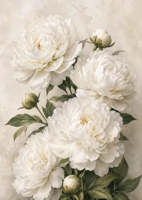 Immagine prodotto di Poster botanico formato DIN A2 – 42x59,4 cm - Quadro con rose bianche, stampa floreale, finitura opaca
