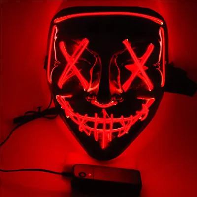 LED-Masker mit Leuchtmuster, 3 Modi, für Halloween (Rot)