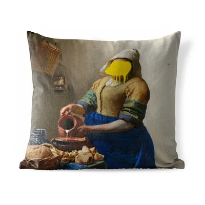 Obrázek produktu pro MuchoWow® Vnější polštář - Mlékařka - Vermeer - Umění -45x45 cm- Odolnost proti povětrnostním vlivům - polštář do obývacího pokoje