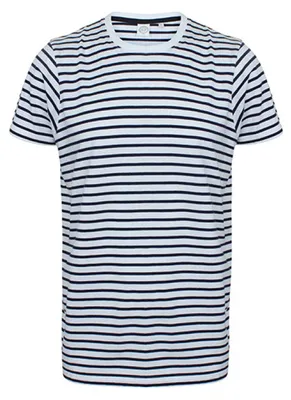 Image de SF Men SF202 | T-shirt rayé homme / Etiquette TearAway - Couleur : Blanc/Oxford Navy - Taille : XS