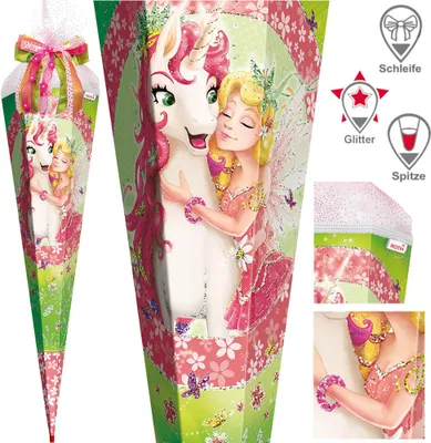 Produktbild von Roth Schultüte 85 cm Mädchen Exklusiv Set, Motiv / Ausführung:Einhorn Glück