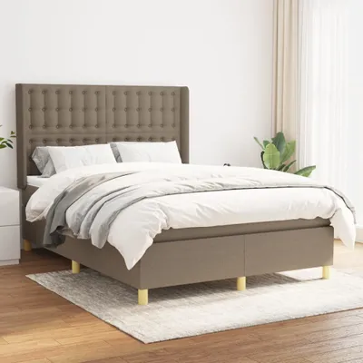 Produktbild von The Living Store Boxspringbett mit Matratze Taupe 140x190 cm Stoff