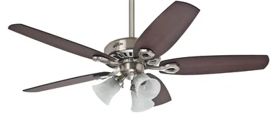 Image de Ventilateur de plafond avec éclairage et chainettes Builder Plus 132 cm Nickel brossé