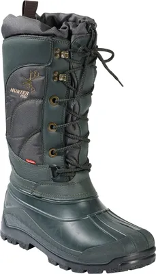A single green winter boot is shown against a white background.
