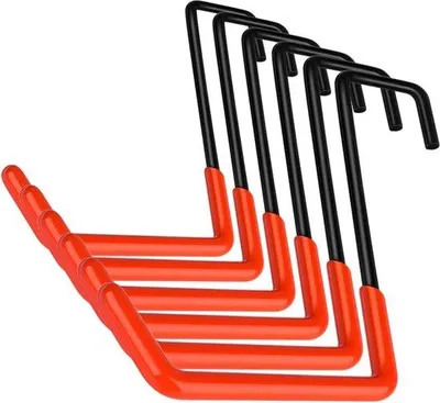 Immagine prodotto di Set di ganci doppi resistenti, ganci da parete, arancioni, 6 pezzi, per garage
