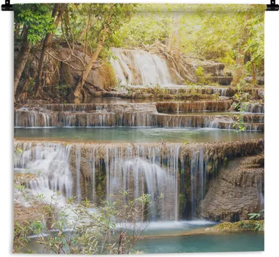 Produktbild von MuchoWow® Wandteppich Wandbehang Sonne - Wasserfall - Landschaft 150x150 cm Tapisserie Dekoration Wandtuch - Wohnaccessoires - Modernes