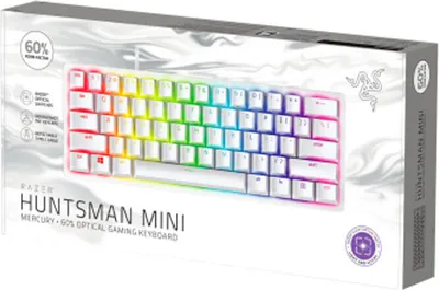 Image de Clavier de jeu mécanique Razer Huntsman Mini Mercury - Clavier de jeu mécanique avec Red Switches, disposition QWERTY