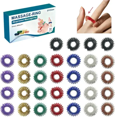 Produktbild von Akupressur Ring Set, 40 Stück Bunte Fingermassagering zur Förderung der Durchblutung & Stressabbau – Massageringe für Finger, Anti Stress Toy für Erwachsene & Kinde