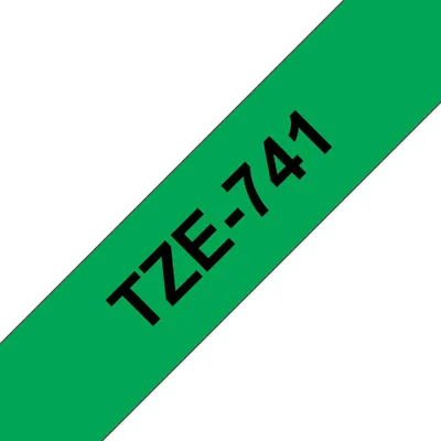 Produktbild von Brother TZE-741 Etiketten erstellendes Band Schwarz auf grün TZ
