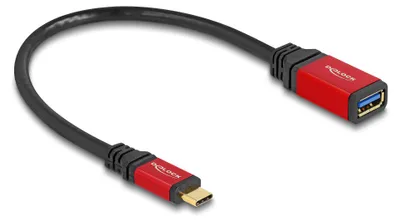 Produktbild von Delock - USB-Adapter - 24 pin USB-C (M) zu USB Typ A (W) - 15 cm - bis zu 10 Gbps Datentransferrate, vergoldete Kontakte - Schwarz / Rot