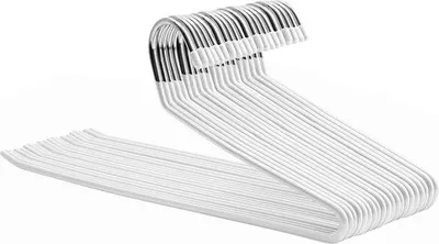 Productafbeelding van Famanu set van 20 hangers - Open ontwerp, antislipcoating - Ruimtebesparend - Lengte 38 cm - Wit