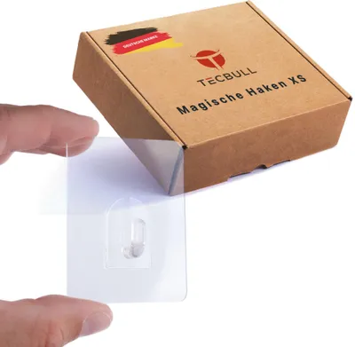 Zdjęcie produktu dla TECBULL® 16 oryginalnych haczyków magicznych małe XS, usuwalne bez pozostałości, wielokrotnego użytku, przezroczyste, haczyki dekoracyjne, haczyki wielofunkcyjne, haczyki samoprzylepne, samoprzylepne