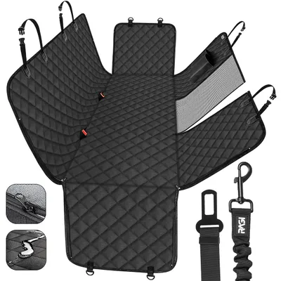 Produktbild von RAGI Hundedecke Auto Rückbank 145×138 cm – Schutzmatte für Rücksitz & Kofferraum, wasserdicht, rutschfest, faltbar, mit Gurt, Sichtfenster & waschbar