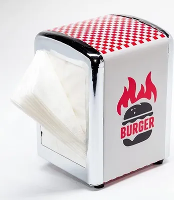 Produktbild von Home-Flair Premium Serviettenspender I Diner Serviettenhalter I inkl. 60 Servietten (Burger)