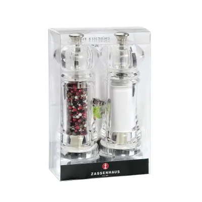 Obrázok produktu pre Zassenhaus Berlin, Súprava mlynčeka na soľ a korenie, Priehľadná, Keramický, 52 mm, 120 mm, 605 g