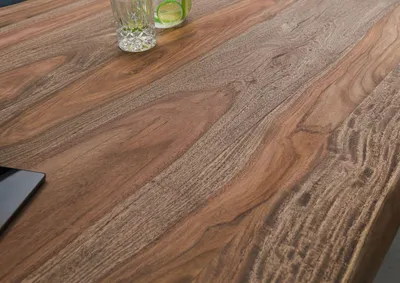 Produktbild von MASSIVMOEBEL24.DE Baumtisch Sheesham 220x100x79 grau gebeizt / Mikado-Beine anthrazit matt FREEFORM 5