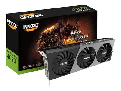 Produktbild von INNO3D Geforce RTX 4070 ti x3 oc, GeForce RTX 4070 Ti, 12 GB, GDDR6X, 192 Bit, 7680 x 4320 Pixel, PCI Express x16 4.0