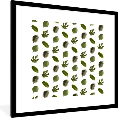 Produktbild von MuchoWow® MuchoWow® Gerahmtes Poster Natur - Blätter - Muster 40x40 cm - Poster mit zchwarzem Bilderrahmen - Poster - Plakat im Rahmen
