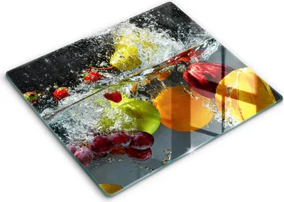 Produktbild von Abdeckung Glas - Küchenabdeckung - 60x52 cm - Abdeckplatte -Saftige Frucht in Wasser