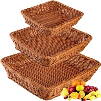 Zdjęcie produktu dla Zestaw koszyków, 3 sztuki, 20/25/30 cm, plastikowe, koszyki na owoce, koszyki do serwowania