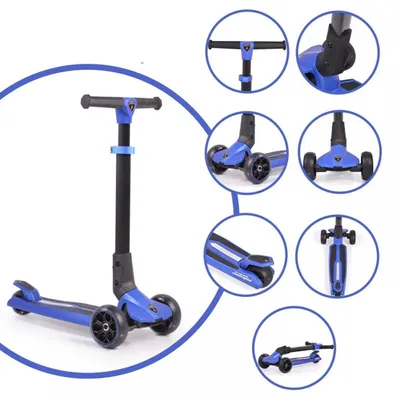 Produktbild von Byox Kinderroller Lamborghini 3 Räder klappbar PolyurethanRäder ABEC-7 LED-Räder Bremse blau