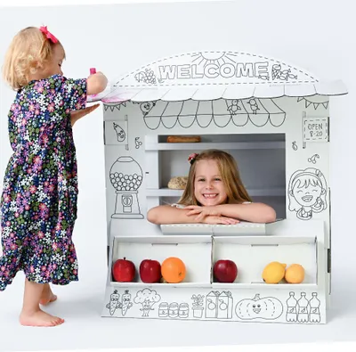 Produktbild von Kaufladen für Kinder Verkaufsstand Marktstand aus Kartonage zum Aufbauen und Ausmalen - NEU