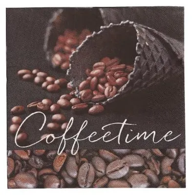Zdjęcie produktu dla 200 serwetek Papstar, 3-warstwowe, składane na 1/4, 33 cm x 33 cm, Coffeetime 37093