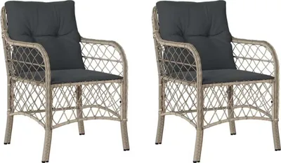 Produktbild von Gartenstühle mit Kissen 2 Stk. Hellgrau Poly Rattan