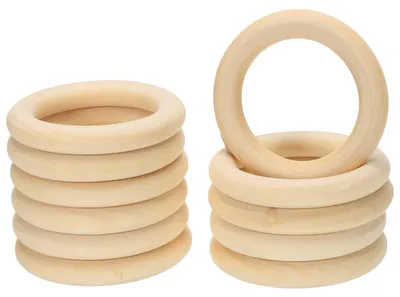 Holzringe 65 mm, 20 Stück, Naturholz, unbehandelt, für Makramee & DIY