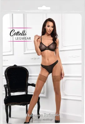 Zdjęcie produktu dla Cottelli LEGWEAR Pończochy Beżowe Klasyczne z Koronką 20 den
