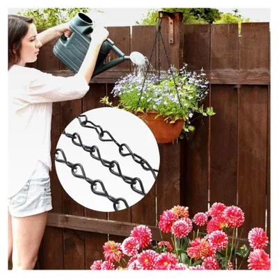 Produktbild von 6 Stück schwarze Blumenampelketten, Metall Blumentopfketten, hängende Ketten mit Haken, Blumenampelketten zum Aufhängen, mit S-Haken, für Vogelkäfige, Blumentöpfe, Laternen, Werbetafeln, Garten