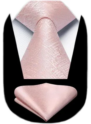 Obrázek produktu pro Sada kravat a kapesníku pro muže, jednobarevná, růžová, klasický styl, elegantní