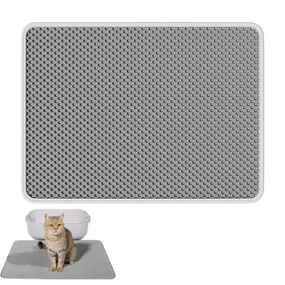 Produktbild von Katzenstreumatte,EVA Katzentoilette Matte doppellagig,90*60cm,wasserdicht, rutschfest, pflegeleicht,für Katzen & Hunde,grau