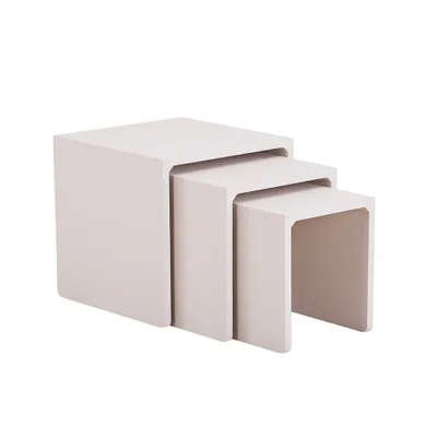 Image de HOME DELUXE Table basse Table d'appoint Lot de 3 IRIMA - Beige sable | Table basse, table de salon, table gigogne