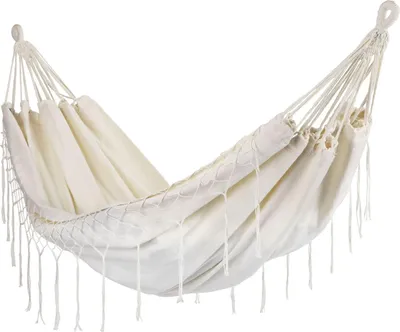Zdjęcie produktu dla Dwuosobowy hamak ogrodowy bujak huśtawka leżak 200x150cm boho beżowy