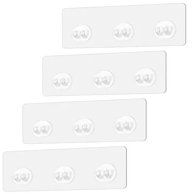 4 selbstklebende Duschhaken, transparent, 7x26 cm