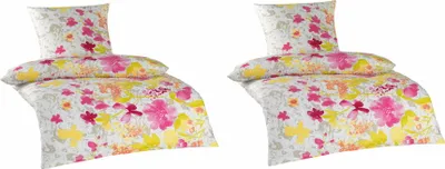 Produktbild von Bettwäsche Seersucker Doppelpack 2x ca. 135x200 cm + 2x ca. 80x80 cm 4 teilig samtweiche Microfaser mit Reißverschluss Design: Summer