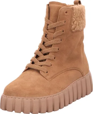 A single brown boot is shown against a white background.