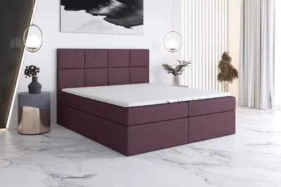 Produktbild von Boxspringbett LION 120x200  mit 2 Bettkästen, Bonell-Matratze und Topper. Farbe: Viollet