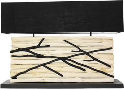 Produktbild von Design Tischleuchte Treibholz Stoffschirm 80 cm lang Handarbeit Unikat Tischlampe Wohnzimmer Schlafzimmer