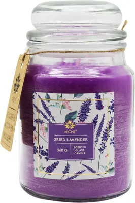 Produktbild von Duftkerze mit getrocknetem Lavendel, 560 g, bis zu 100 Std. Brenndauer, mit Deckel