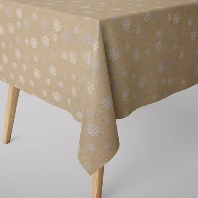 Produktbild von SCHÖNER LEBEN. Tischdecke Schneeflocken gold beige eckig Größe 130x180cm