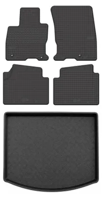 Zdjęcie produktu dla Dywaniki gumowe + mata bagażnika do Ford Kuga MK3 2019- (SUV, standardowy bagażnik) – czarne, dopasowane – Wielganizator