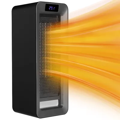 Image de Aérotherme à économie d'énergie, 1500W chauffage d'ambiance silencieux avec veilleuse, écran LED chauffage électrique, PTC céramique aérotherme pour l'intérieur,Noir