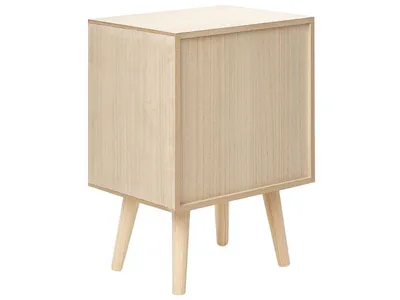 Obrázek produktu pro BELIANI Noční stolek světlá paulownia MDF se zásuvkou s ratanovými dvířky boho styl stolek k posteli boční stolek ložnice